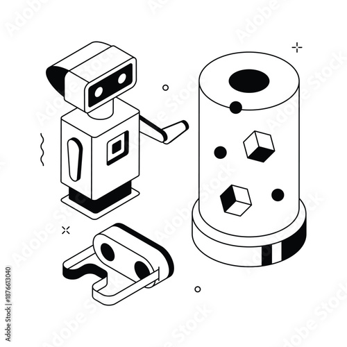 A premium isometric illustration of 3d modeling and digital design