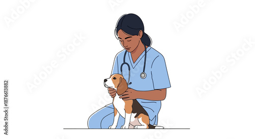 Veterinarian Examining Dog with Stethoscope.