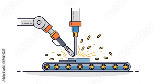 Welding Robot Arm in Industrial Setting.