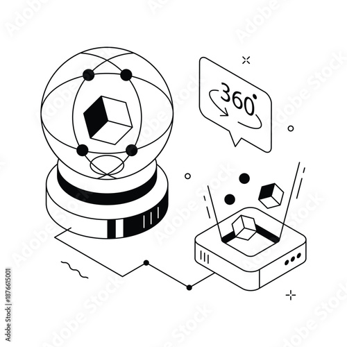 An isometric illustration highlighting virtual data and immersive analytics