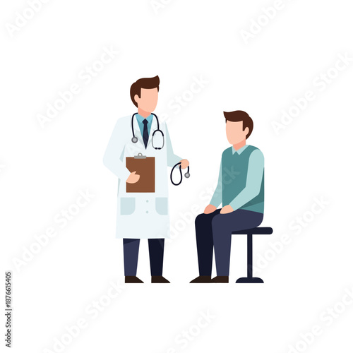 Doctor with Stethoscope and Patient in Consultation Room, Medical Checkup