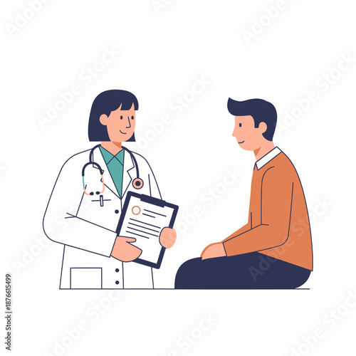 Doctor and Patient Consultation Flat Illustration