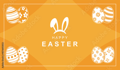 Easter background with easter eggs and Happy Easter text vector illustration