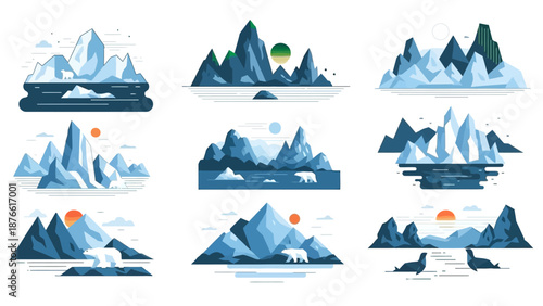 Arctic Iceberg Landscapes: Polar Bears, Seals, and Glaciers