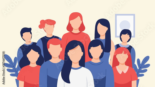 Diverse group of stylized individuals in varying poses and attire