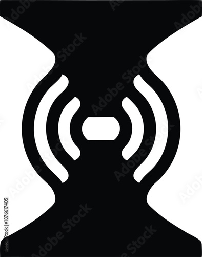 quantum wave function collapse silhouette vector illustration on transparent background