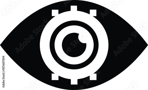 observer effect eye symbol silhouette vector illustration on transparent background
