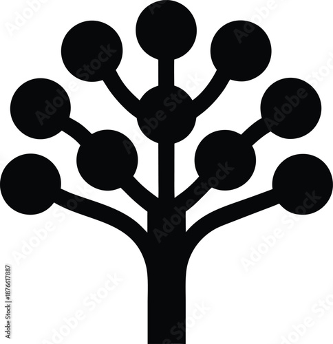 neural network forming tree silhouette vector illustration on transparent background