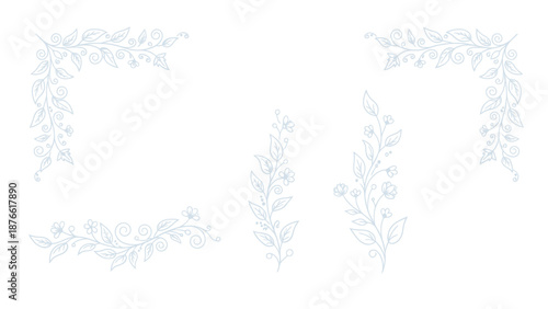 Delicate floral border designs and elements. Spring Vector Packs. EPS Editable