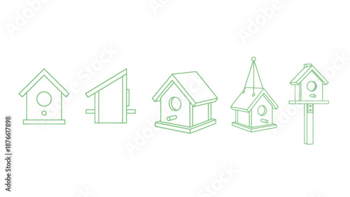Different birdhouse designs and shapes. Spring Vector Packs. EPS Editable