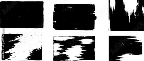 Black brush stroke textures collection painted distressed grunge backgrounds and abstract ink overlays