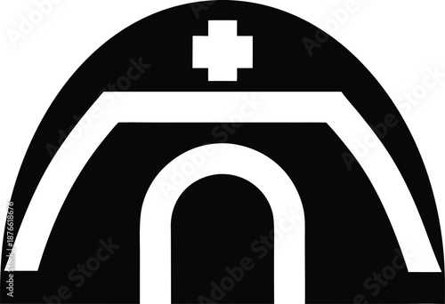 inflatable emergency shelter silhouette vector illustration on transparent background