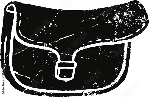 Vintage leather bag silhouette with worn texture and classic buckle closure