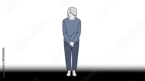 A person stands alone in contemplation, surrounded by emptiness, depicted in a minimalist illustration from a straightforward viewpoint.