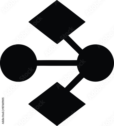 entanglement symbol linked particles silhouette illustration on transparent background