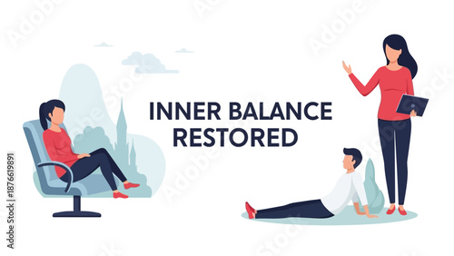 Woman achieving inner balance with therapist guidance and self reflection techniques for mental wellness