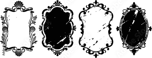 Vintage ornamental decorative frames set with intricate floral and swirl design borders