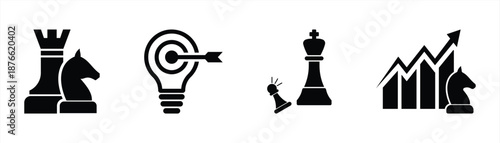 business strategy icon. strategy, target, competitive, growth vector illustration