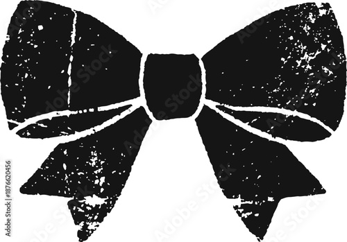 Vintage black bow tie illustration with textured distressed design element