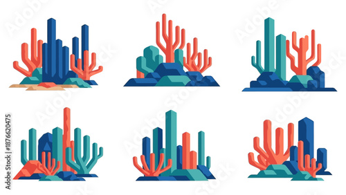 Coral Reef Collection: Underwater Marine Life Illustrations