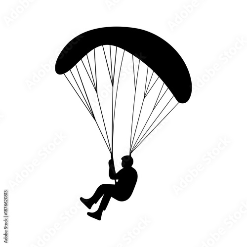 Paraglider flying silhouette vector con extreme sport