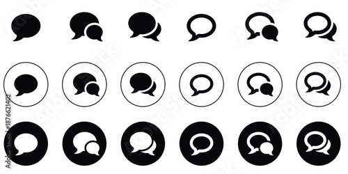 Chat bubble icons set for communication and messaging apps.