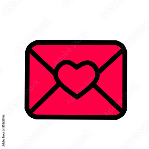 Love Mail Envelope Solid Icon – Valentine SVG