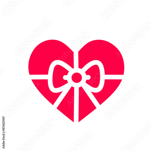 Ribbon Heart Gift Icon – Valentine Present SVG
