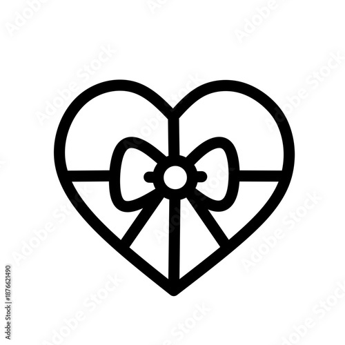 Heart With Bow Outline Icon – Valentine Gift Love SVG