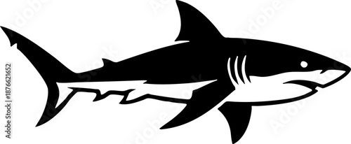 Stylized Black and White Shark Graphic Icon Design Element
