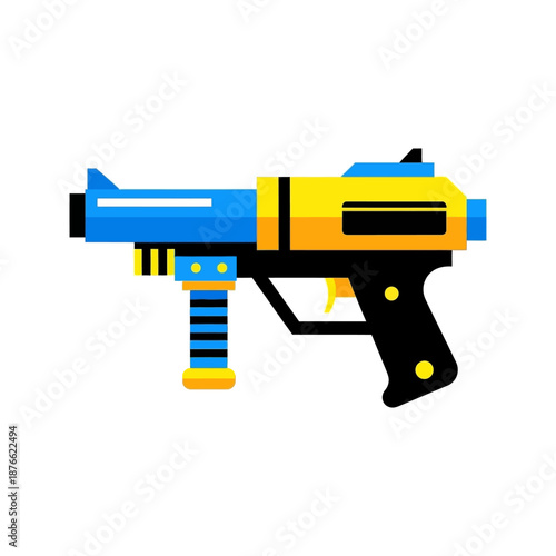 Futuristic Sci-Fi Blaster Gun Toy, Cartoon Vector Illustration