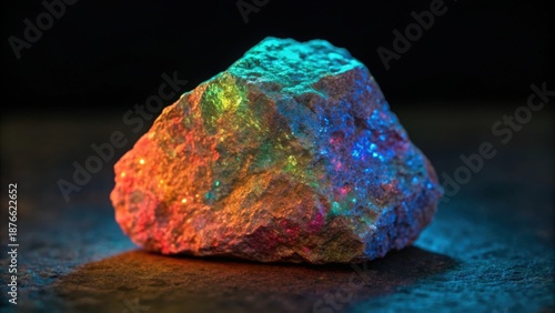 Rare Glowing Earth Rock Under Specialized Lighting for Unique Display