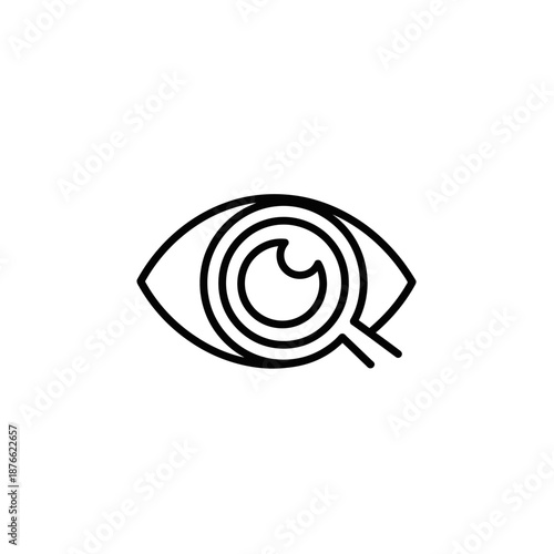 Eye with Magnifying Glass Icon: Vision, Search, Discovery, Investigation, Clarity