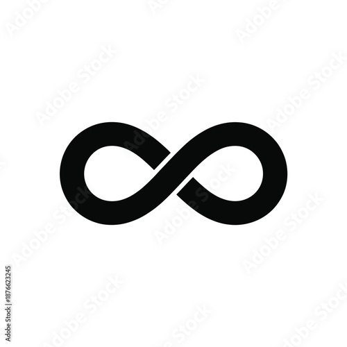 A simple black and white depiction of the mathematical infinity symbol
