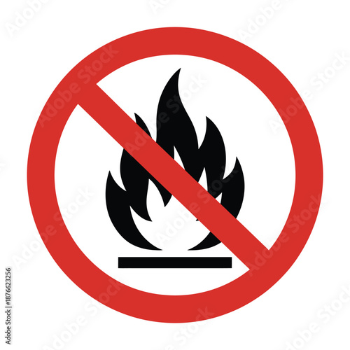 no fire or flame allowed warning sign