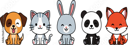 Adorable Animal Cartoon Pack Featuring Various Cute Animals in a Playful Illustration
