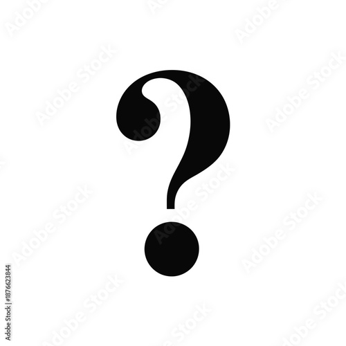 A simple black question mark icon on a plain white background