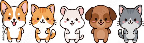 Adorable Animal Cartoon Pack Featuring Pets in Various Poses and Expressions