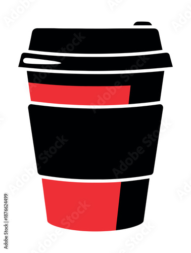 Reusable black and red travel coffee cup with a secure lid, perfect for cafes, beverage promotions, or ecofriendly drinkware applications