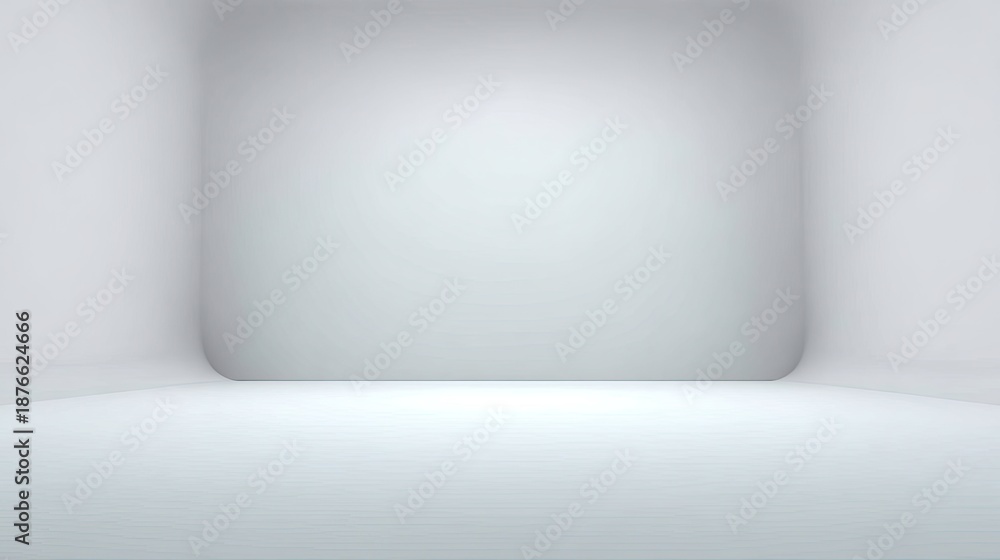 Fototapeta premium Bright and Spacious Empty Room with Smooth White Walls and Floor Ideal for Display, Photography or Artistic Background Usage in Various Projects