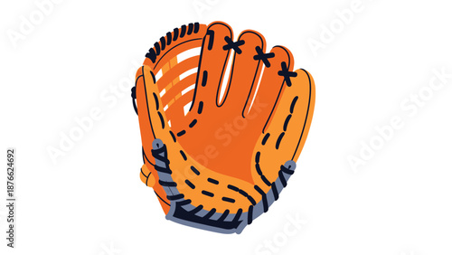 Illustration of a baseball glove, sports equipment, isolated on white background.