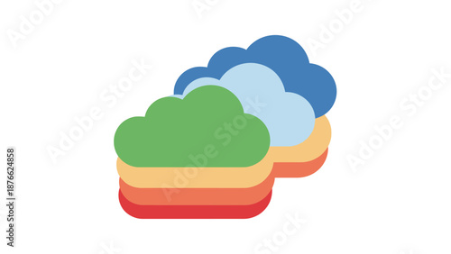 Layered Colorful Cloud Icons, Abstract Data Storage Concept