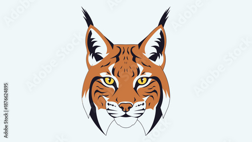 Lynx Face Portrait - Wild Cat with Tufted Ears and Yellow Eyes