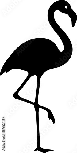 Minimalist Black Flamingo Icon Vector Graphic Illustration