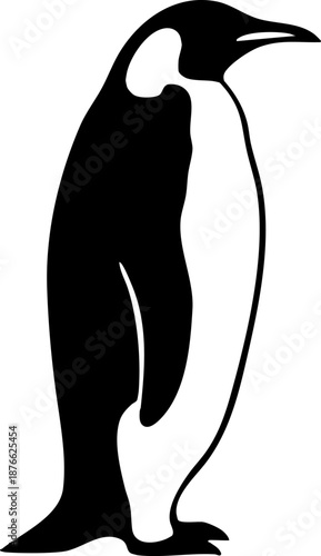 Standing Emperor Penguin Black Silhouette Graphic Art