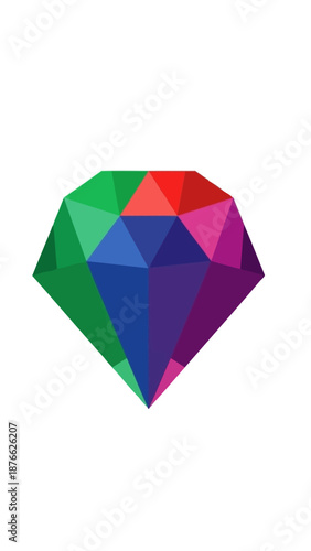Multicolor Gemstone Diamond Shape, Abstract Geometric Jewel