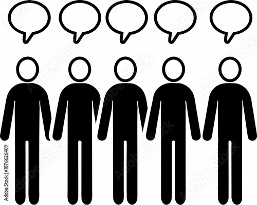 Silhouette of people with speech bubbles communicating effectively