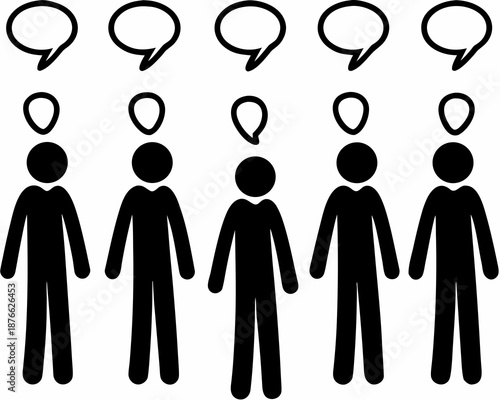 Group of people communicating effectively with speech bubbles