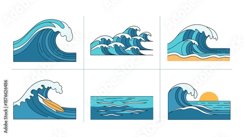 Ocean Waves Collection: Surfing, Beach, Sunrise, Sea Surface