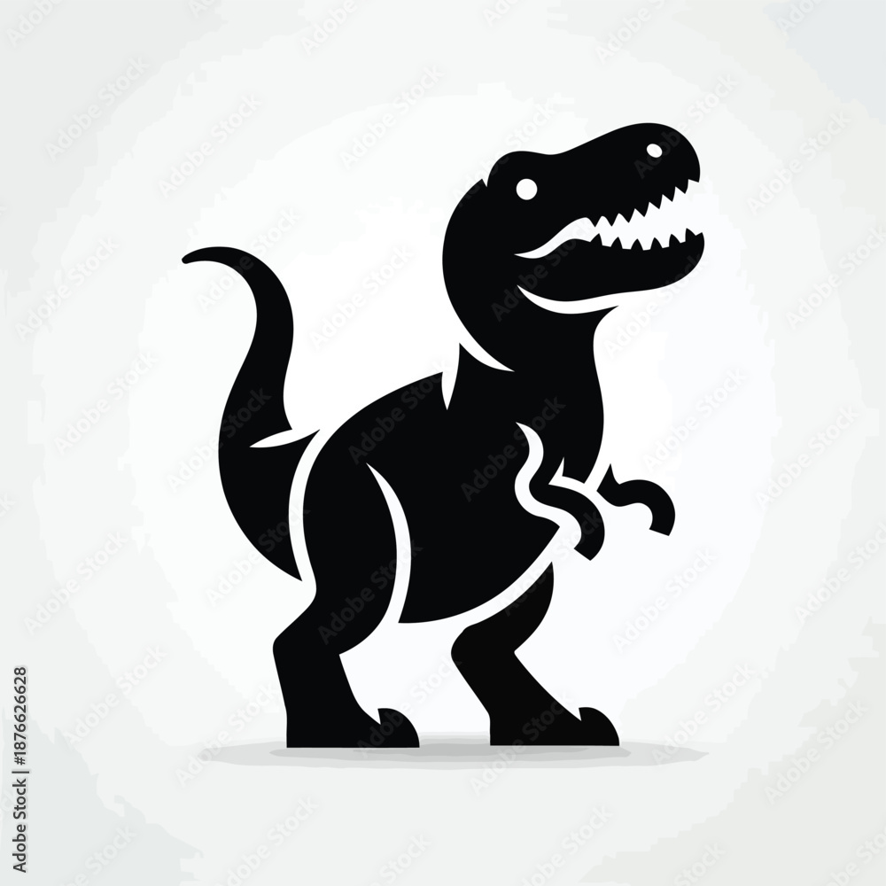 Fototapeta premium A black silhouette of a dinosaur with white outlines on a plain background